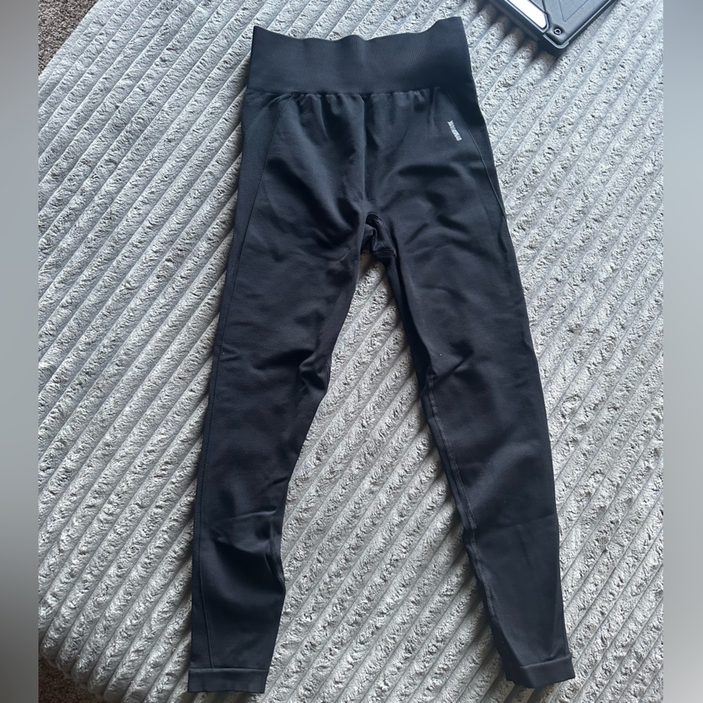 Black Gymshark Leggings with grey accents size Medium